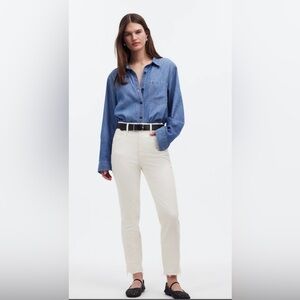 Madewell Perfect Vintage High Rise Denim in White with Raw Hem